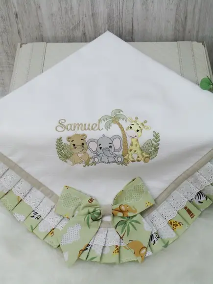 Manta Bebê Personalizada Safari