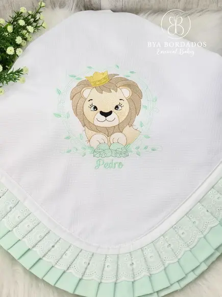 Manta Luxo Bebê em Piquet Bordada