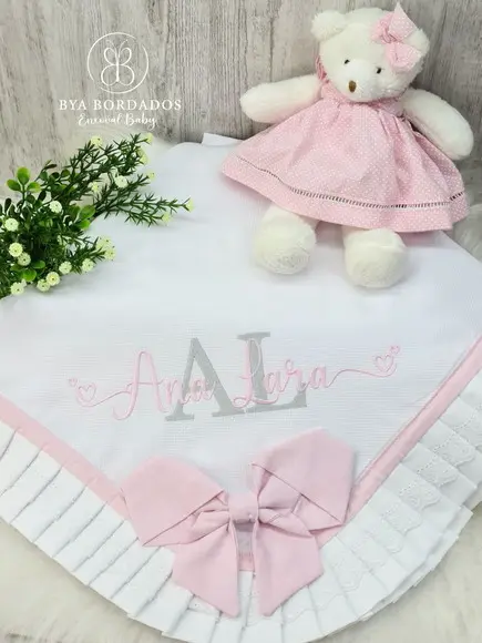 Manta Luxo Bebê em Piquet Bordada