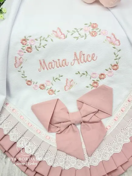 Manta Luxo Bebê em Piquet Bordada