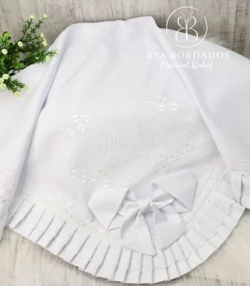 Manta Luxo Bebê em Piquet Bordada