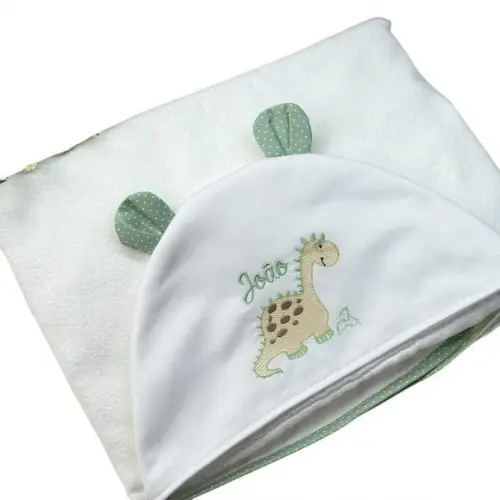 Toalha Capuz Personalizada Bordado Dinossauros