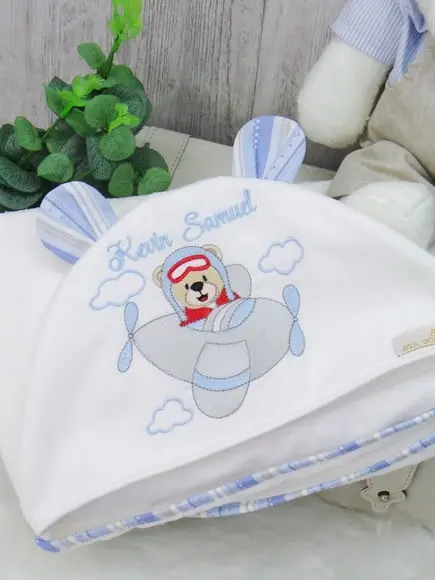 Toalha Capuz Personalizada Urso Aviador