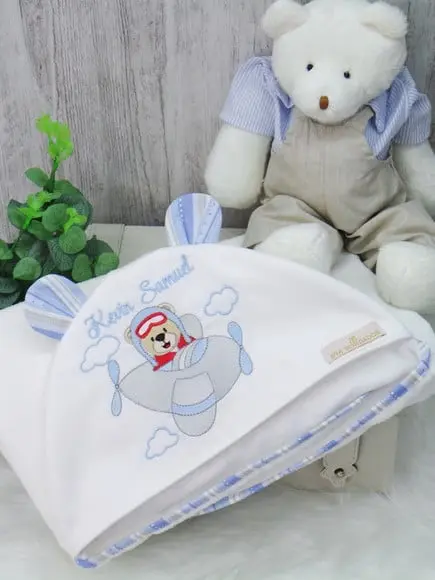 Toalha Capuz Personalizada Urso Aviador