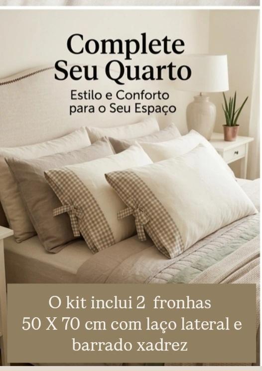 Fronha para travesseiro Farm House com Laço lateral e detalhe xa