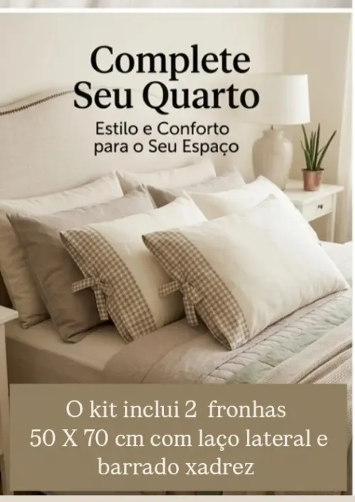 Fronha para travesseiro Farm House com Laço lateral e detalhe xa