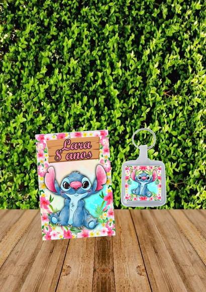 Bloquinho + Chaveiro Tema Stitch qualquer Tema.