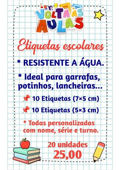 Etiquetas Escolares qualquer Tema