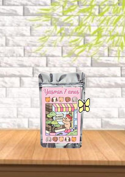 Saquinho Metalizado Tema Bobbie Goods qualquer Tema.