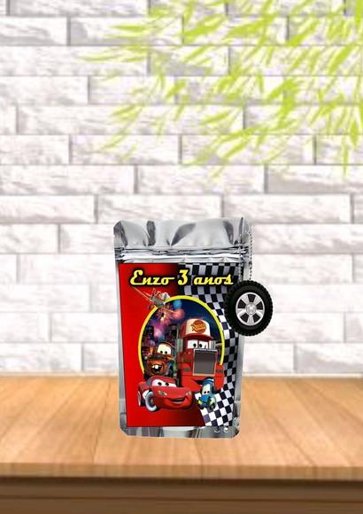 Saquinho Metalizado Tema Carros qualquer Tema.