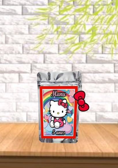 Saquinho Metalizado Tema Hello Kit qualquer Tema.