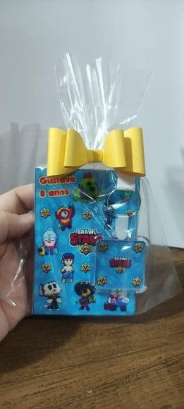 Bloquinho + Chaveiro Tema Brawl Stars qualquer Tema.