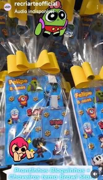 Bloquinho + Chaveiro Tema Brawl Stars qualquer Tema.
