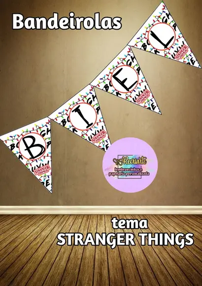 Bandeirolas Tema Stranger Things Fazemos "qualquer Tema".