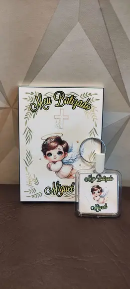 Bloquinho + Chaveiro Tema Batizado fazemos Qualquer Tema.