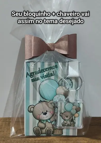 Bloquinho + Chaveiro Tema Circo Rosa qualquer Tema.