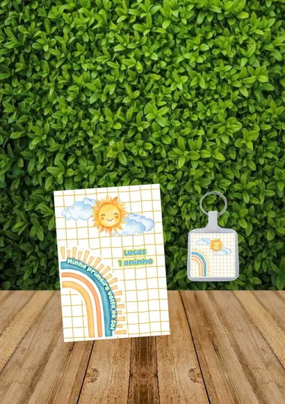 Bloquinho + Chaveiro Tema Minha Primeira Volta ao Sol.