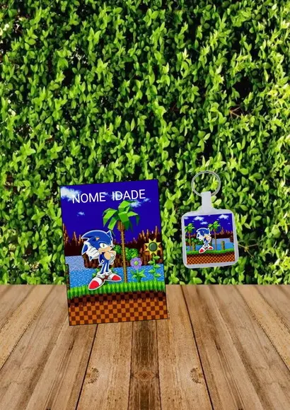 Bloquinho + Chaveiro Tema Sonic "fazemos Qualquer Tema".