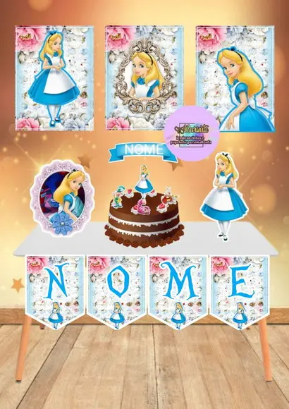 Kit Só Um Bolinho Tema Alice no País das Maravilhas.