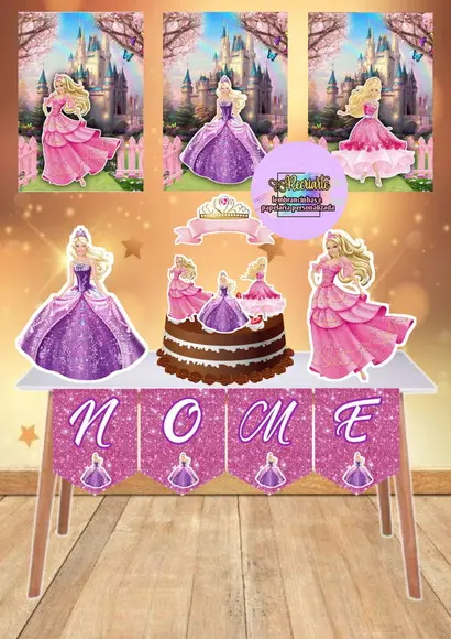 Kit Só Um Bolinho Tema Barbie Princesa.