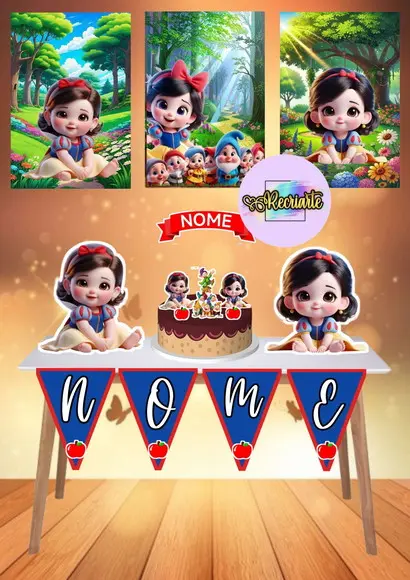 Kit Só Um Bolinho Tema Branca de Neve Baby.