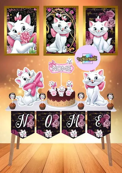 Kit Só Um Bolinho Tema Gata Marie.