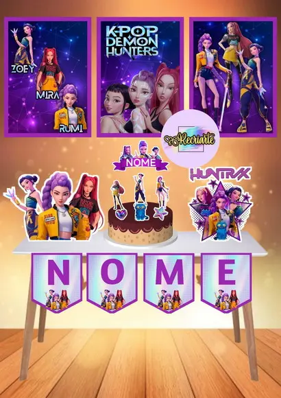 Kit Só Um Bolinho Tema Guerreiras do K-pop.
