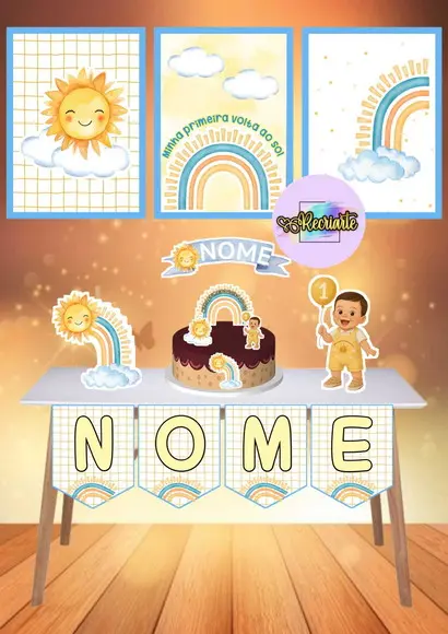 Kit Só Um Bolinho Tema Minha Primeira Volta ao Sol.