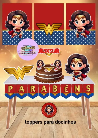 Kit Só Um Bolinho Tema Mulher Maravilha Baby.