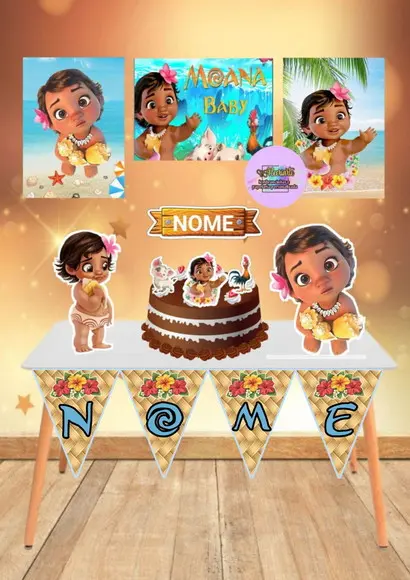 Kit Só Um Bolinho Tema Moana Baby.