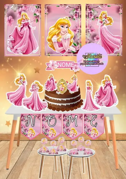 Kit festa só um bolinho tema Princesa Aurora 02.