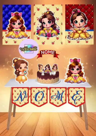 Kit Só Um Bolinho Tema Princesa Bela Baby.