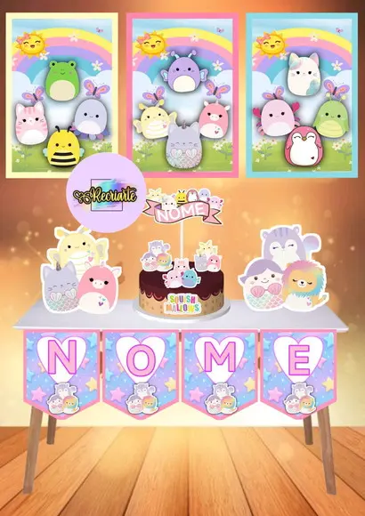 Kit Só Um Bolinho Tema Squishmallows.