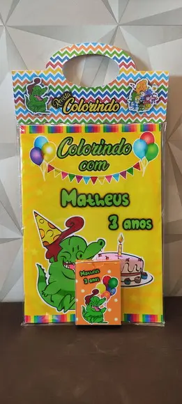 Livrinho de Colorir C/giz de Cera Tema Jacarelvis Qlq. Tema.