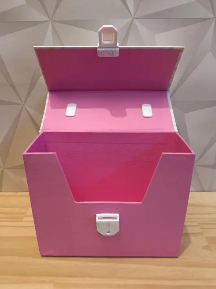 Maleta Cartonada Modelo Lancheira Tema Circo Rosa.