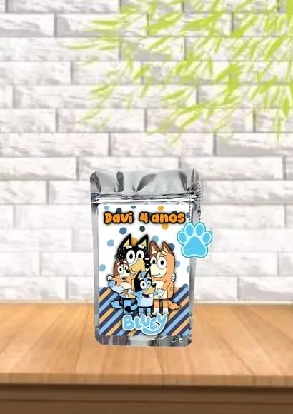Saquinho Metalizado Tema Bluey "qualquer Tema".