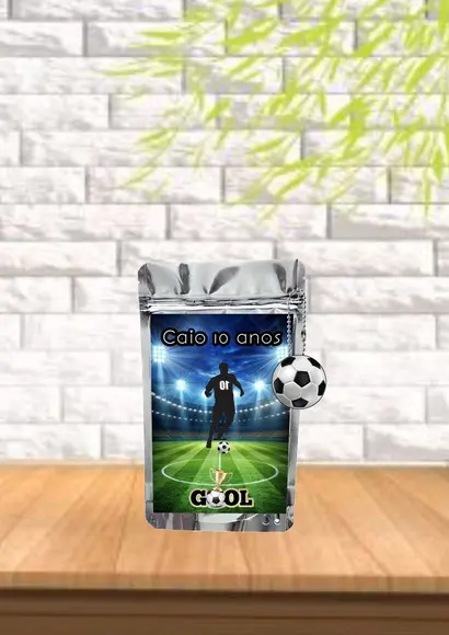Saquinho Metalizado Tema Futebol "qualquer Tema".