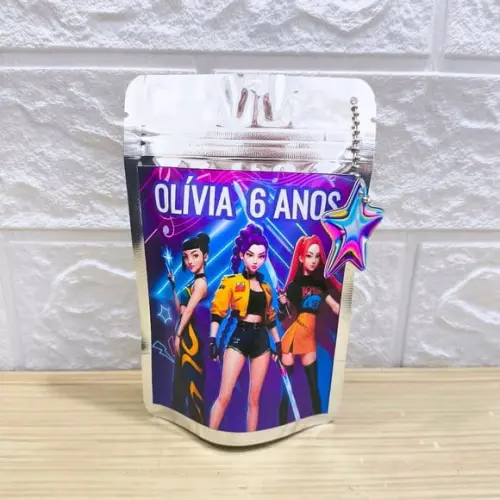 Saquinho Metalizado Tema Guerreiras do K-pop "qualquer Tema"