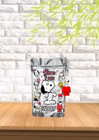Saquinho Metalizado Tema Snoopy "qualquer Tema".