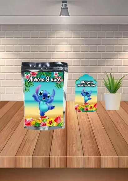 Saquinho Metalizado Tema Stitch "qualquer Tema".