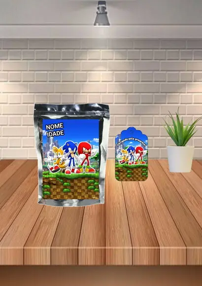 Saquinho Personalizado Tema Sonic "fazemos Qualquer Tema".