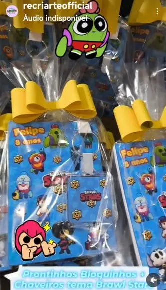 Bloquinho + Chaveiro Tema Brawl Stars qualquer Tema.