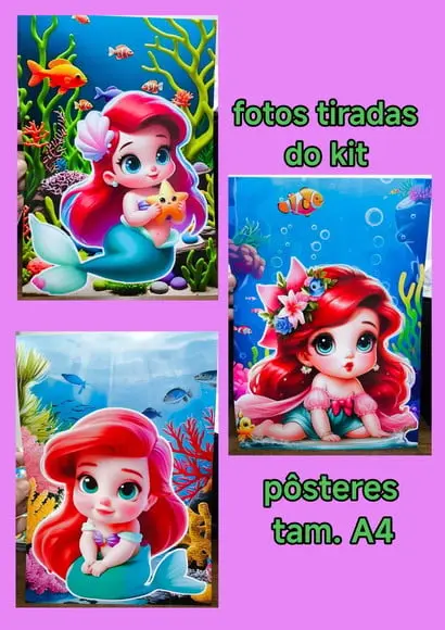 Kit Só Um Bolinho Tema Ariel Baby.