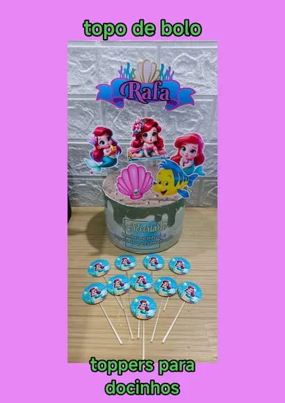 Kit Só Um Bolinho Tema Ariel Baby.