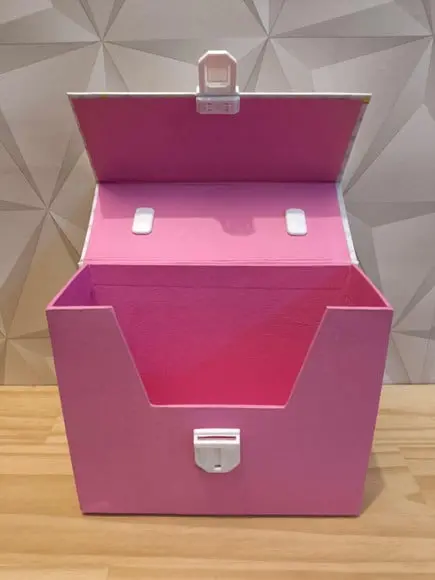 Maleta Cartonada Modelo Lancheira Tema Circo Rosa.