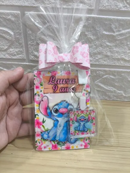Bloquinho + Chaveiro Tema Stitch qualquer Tema.