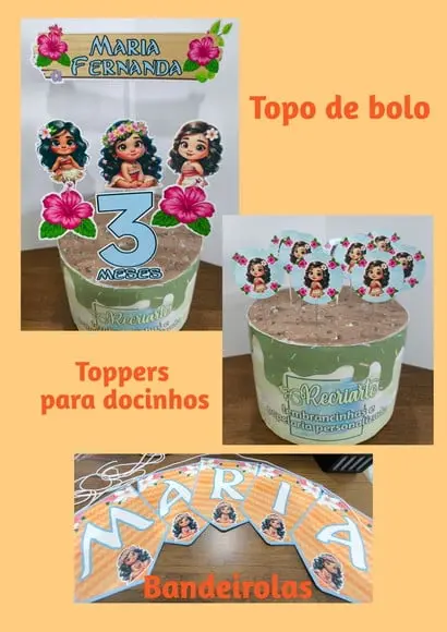 Kit Só Um Bolinho Tema Moana Baby.