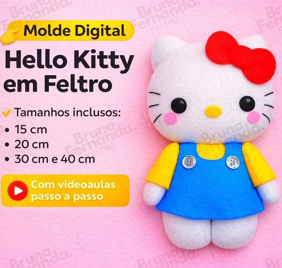 Apostila Digital Feltro Hello Kitty - Moldes 15cm a 40cm com víd
