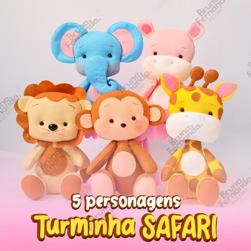 Apostila Safari Feltro Kit 5 Personagens
