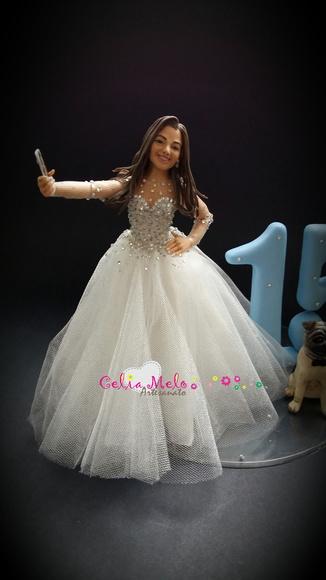 Topo de Bolo Debutante com Cachorro